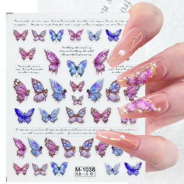 Nail Deco Sticker: Custom Classic 3D Butterfly & Floral Design