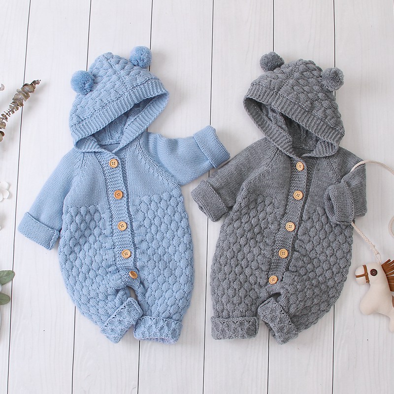 Baby Sweater Kids Newborn Autumn Winter Hooded Rompers Clothing Casual Boy Girl Clothing Long Sleeve Baby Boys Girls Sweaters