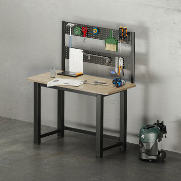 Heavy Duty Fixed Workbench with Compact Solid Wood Surface