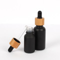 Matte Black Serum Glass Bamboo Dropper Bottle