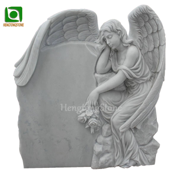 Beautiful Hand Carved White Marble Angel Statue Cemetery Headstone Design