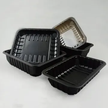 Black PP Frozen Fresh Food Trays Packaging Container
