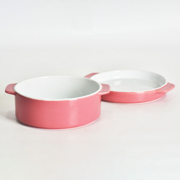 Kitchen round ceramic baking dish with lid