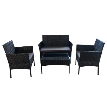 Black PE rattan KD patio lounge set