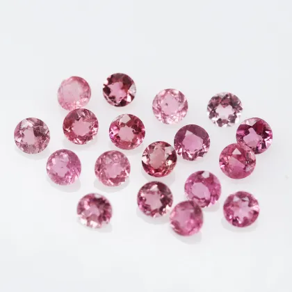 Natural Pink Tourmaline Round Diamond Cut Tourmaline Gems