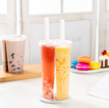 Custom Logo 700ml PP Clear Disposable Plastic Cup - 2 Parts Split Cup