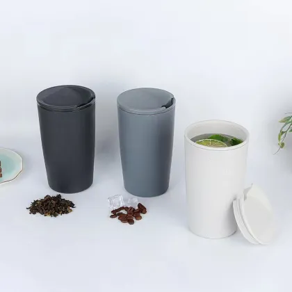 Wheat Straw Portable Travel Thermos Cup with Lid