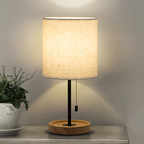 Minimalist Bedroom Nightstand Lamp with Fabric Lampshade