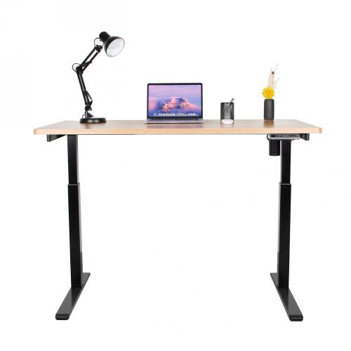 Grauweiß schwarzer elektrischer höhenverstellbarer Schreibtisch