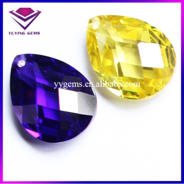 Colors Side Drilled Teardrop Cubic Zirconia Lab Created CZ Faceted Loose Gemstone