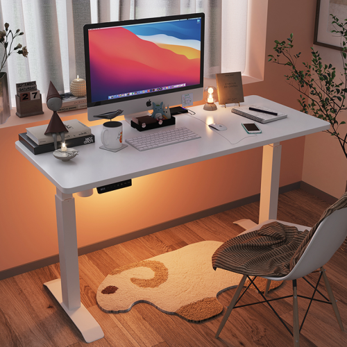 White home office adjustable desk