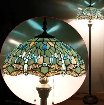 WERFACTORY Tiffany Floor led Lamp Sea Blue Stained Glass Reading lighting lamp
