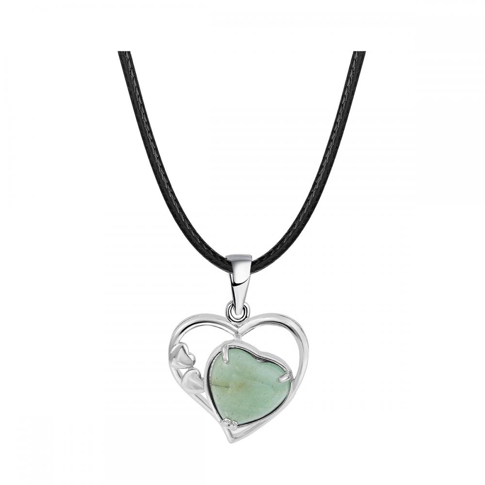 Aventurina verde amor Heart Birthstone colgantes de piedras preciosas para mujeres