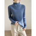 Solid color vertical pit half turtleneck bottoming shirt