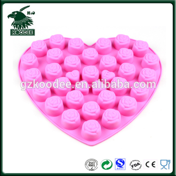 Heart shape rose chocolate mould silicon bakeware mould cake