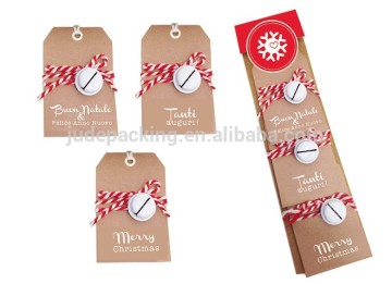 Gift Tag with bell 250gsm white kraft paper