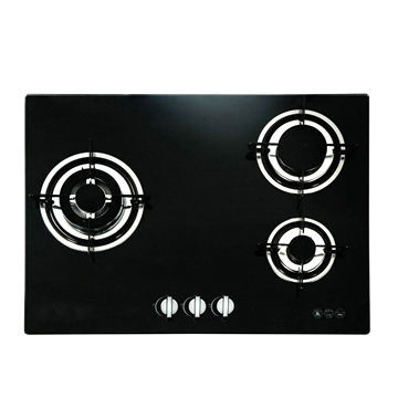 Gas Hob with 3 Burners, 1.5V Battery Pulse Ignition, Enamel Water Tray, FFD for Choice