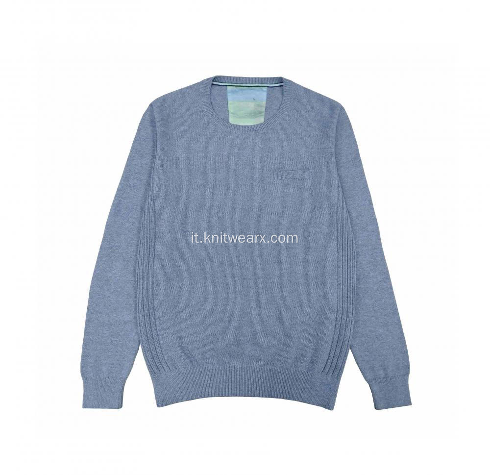 Pullover girocollo da uomo in cotone 100% lavorato a maglia con punto Osmanthus