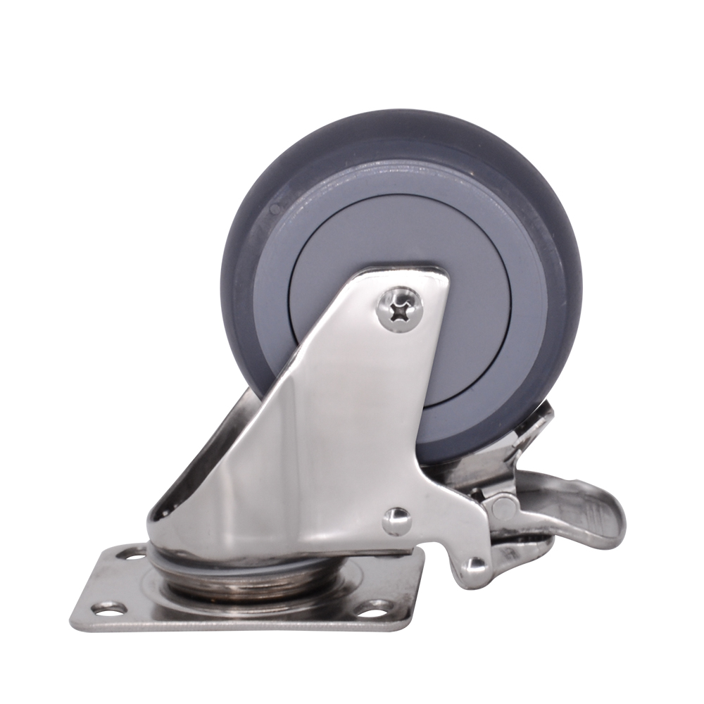 Thép không gỉ 4 inch TPR Caster có phanh