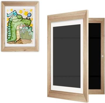 Wooden Kids Art Frame Storage Box with Flip Cover
