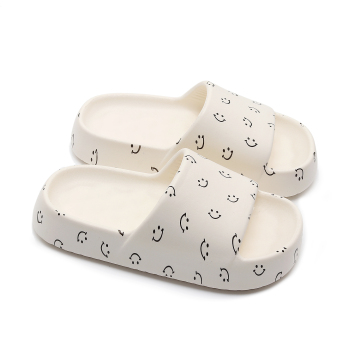 Custom Logo Floral Print Platform Slide Sandals - EVA Anti-Slip Bathroom and Beach Slipper