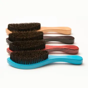 African Wholesale Factory Beech Wood Natural Boar Bristle Wave Hair 360 Curved Beard Brush for Men Grooming