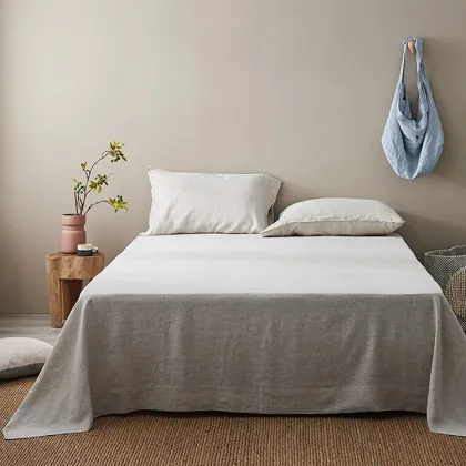 Stone Washed 100% Natural Pure Linen Flax Fiber Linen Bedding Bed Sheet set
