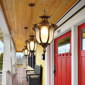 Aluminium Indoor Outdoor Hanging Light Pendant Lamp - Antique Vintage Garden Light