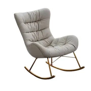 Modern Leather Wooden Rocking Chair for Comfortable Living Room Leisure
