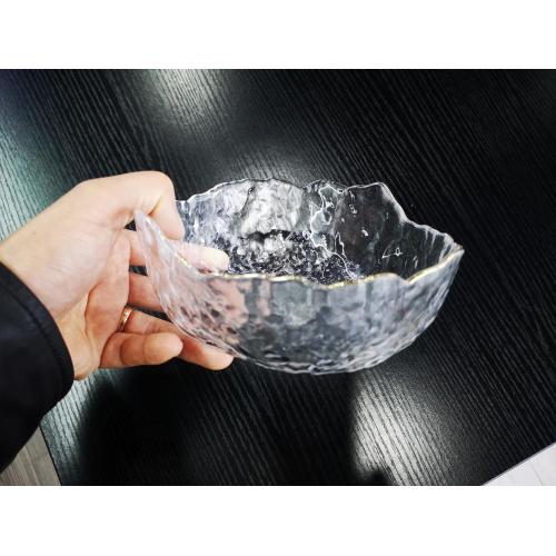 Transparent målad guld liten te tvätt salladsskål