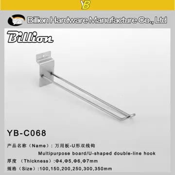 supermarket metal chrome U-shape slatwall panel display hooks