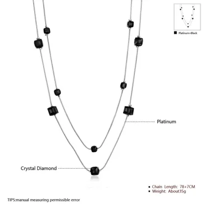 Jenia China Wholesale Double Chain Women Bead Colour Crystal Necklace