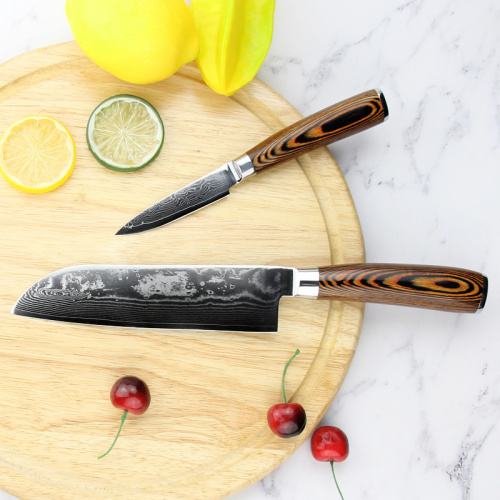 Cuchillo de verduras y frutas de acero de Damasco japonés 3.5 pulgadas