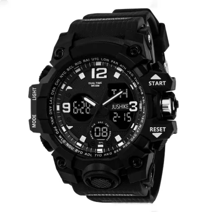 CURREN G Men's 50M Waterproof Shock-Resistant Stainless Steel and TPU Strap Sports Digital Watch
