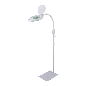 Lightweight 5-Inch Resin Lens Magnifying Floor Stand Loupe with LED Lamp for Beauty Salons and Dental Rooms