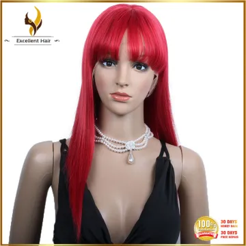 Custom low 90% density color 99j brazilian human hair full lace wig with bangs