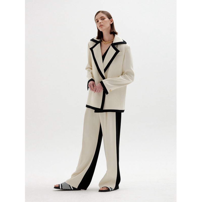 Minimalism Collision Color Blazer For Women