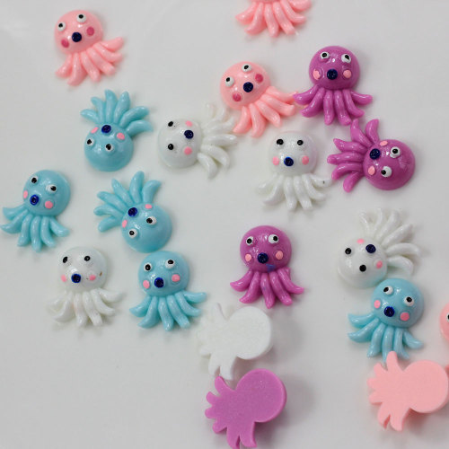 Kawaii Octopuses Shape Sea Animal Artificial Resin Crafts Making Flat Back Beads Home Event Decoration Accessories