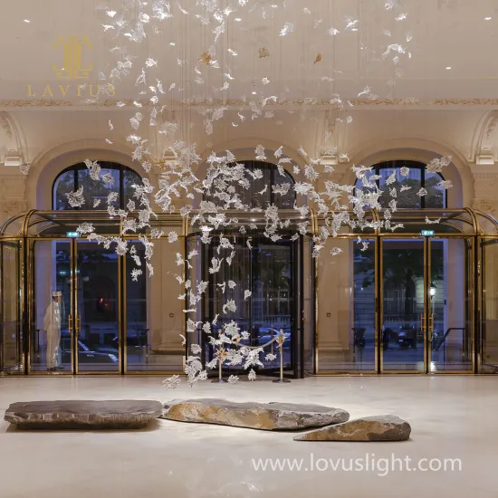 Simple large hotel chandelier white snowflake shape chandelier creative custom hotel chandelier