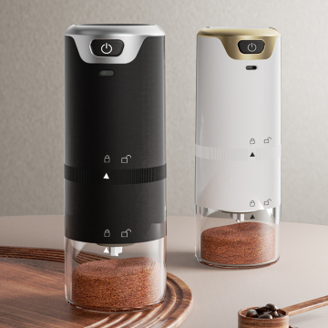 High Performance Portable Electric Burr Coffee Grinder - Custom Black and White Body