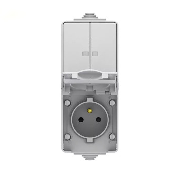 2Gang 1Way French Standard Power Outlet with Shutter
