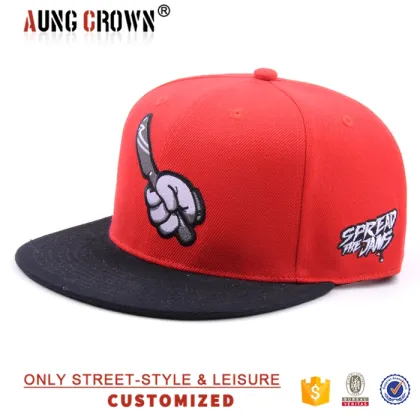 fresh prince red embroidery funny logo snap back hats with black brim