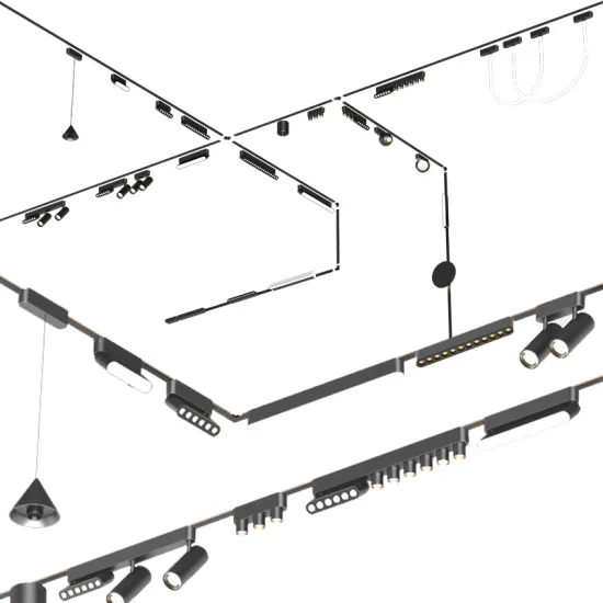 30W Zoomable LED Track Lighting System - Mini Motorized Rail Lighting Gold 24V