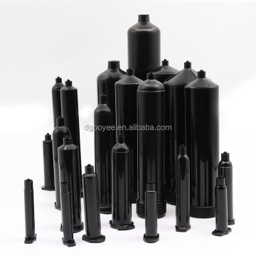 Black Glue Dispensing Pneumatic Syringe with Piston for Custom Volumes (3ml to 960ml)
