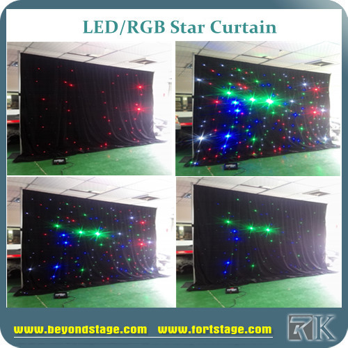 Black or white color led rgb star curtain starlit wedding backdrop curtain drapes for sale (3)
