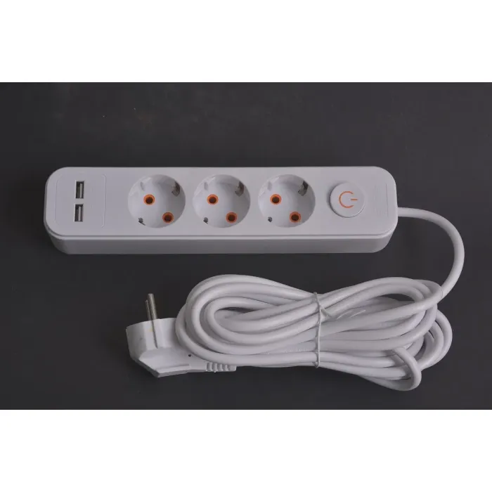 Soket Ekstensi 3-Gang baru dengan 2USB E7003ES-USB