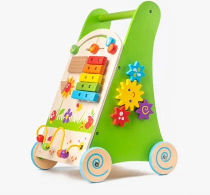 Solid Wood Baby Walker: A Multifunctional Toddler Trolley and Educational Toy