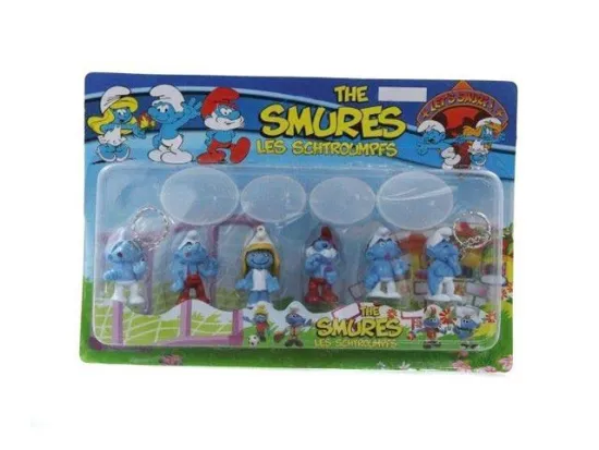 2 PCS KEY RING+4 PCS 2.2" SMURFS+4 PCS BASE