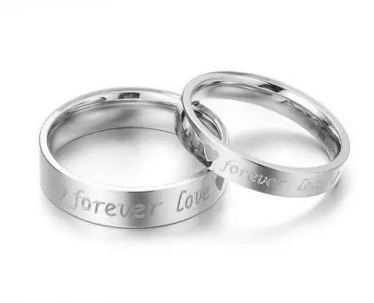 Love you forever custom stainless steel couple rings