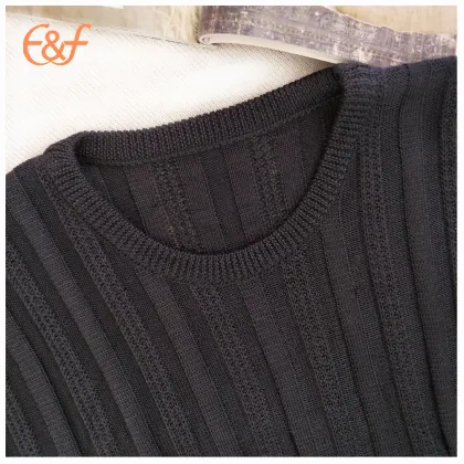 Mens 100% Arcylic Pullover All Black Sweater